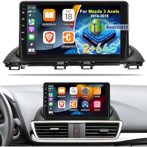 EKAT Car Radio for Mazda 3 Axela 2014-2019, [2G+64G] 9 inch Touchscreen Android 13 Stereo, Carplay/Android Auto/HiFi Audio/SWC/Bluetooth + AHD Backup Camera
