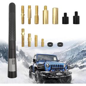 4.72 Inch Short Car Antennam, American Flag Carbon Fiber Car Short Radio Antenna, Internal Copper Coil AM FM Compatible for Car and Truck Vehicle, 1pcs Black