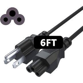 6Ft 3 Prong AC Power Cord Cable Replacement Power Cable for Computers, TVs, Monitors, LG LED LCD Smart 1080p HDTV,Samsung, Dell, IBM, Hp, Asus, Sony, Toshiba, Lenovo, Acer, Gateway, Laptop and More
