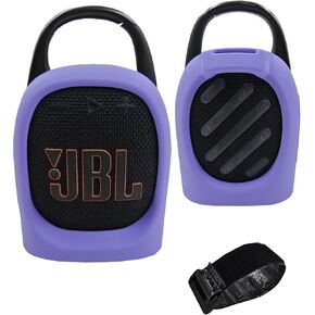 Silicone Cover Case Compatible with JBL Clip 5 Portable Bluetooth Speaker, Protective Case for JBL Clip 5 Bluetooth Speaker (Case Only) (Purple)