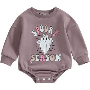 Newborn Baby Girl Halloween Outfit Long Sleeve Bubble Sweatshirt Romper Bodysuit Infant Fall Winter One Piece Clothes