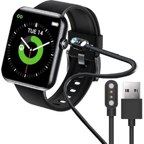 Compatible with Pautios Smart Watch Charger, Magnetic USB Charging Cable Replacement Charger Cable Compatible with Pautios Smart Watch / IW2 Smartwatch/Fitniv IW2 Smartwatch (2 Pack-Black+Black)
