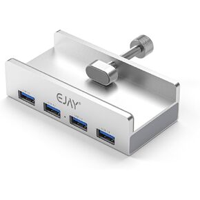 EJAY Muti-Port Clamp Type C 3.0 HUB for Desk Mountable Clip USB HUB Desktop Type C 3.0 Splitter for Desk/Monitor with Extra Power Supply Port,47inches Data&Power Cables(2PCS Total)-5Gbps(CL-2A2C-BK)