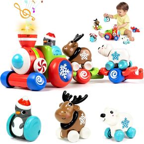 Marstone Toddler Toys for 1 2 3 + Year Old Boys and Girls Birthday Gifts, Christmas Animal Train Set Toys for Ages 2-4, Learning Developmental Push Cars for Preschool Kids, Baby Toys 12-18 Months