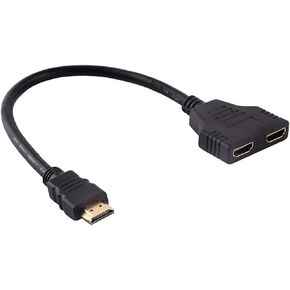 Shanrya Splitter Adapter Cable, 1 Output Device Use Female Splitter Cable HDMI Splitter 1 in 2 Out HDMI Male to Dual HDMI Female 1 to 2 Way for HDMI HD, LED, LCD, TV, Computer Accessories