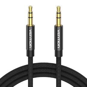 VENTION 3.5mm Audio Cable 6.6ft, Male to Male Stereo Auxiliary Cord - Hi-Fi Sound, Gold Plated Connector, Black Braided Design - Compatible with Car Jack, Headphones, Speaker, Tablets, iPad