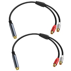 6.35mm to 2 RCA Y Splitter Cable1/4 inch TRS Female Jack to Dual RCA Female Audio Adapter Cable 2RCA to 6.35mm Stereo Audio Cable for Amplifier Speaker 0.3m (2Pcs)
