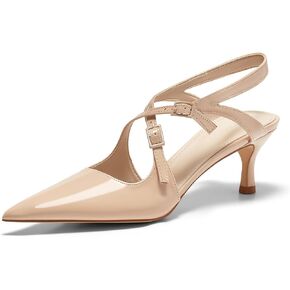 Coutgo Womens Slingback Kitten Heels Pointed Toe Criss Cross Pumps Buckle Office Dress Shoes