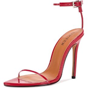 Women's Stiletto High Heeled Sandals 4.7 inch Sexy Strappy Open Toe Black Red Heels Wedding Party Evening Prom Dance Dressy Shoes