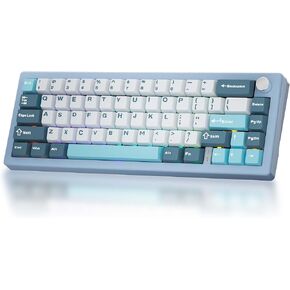 BOYI GMK67-65% Compact Mechanical Gaming Keyboard,Gasket BT5.0/Type-C/2.4G Wireless South-Facing RGB HotSwap Linear Lubed Switches PBT Keycaps Programmable Keyboard with Knob(Side-Printed Black)