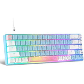 MANBASNAKE MK14 60% Mechanical Gaming Keyboard, Compact 68 Keys Mini Wired Office Keyboard, Anti-ghosting Mechanical Red Switches RGB Gaming Keyboard for Laptop/PC Gamer