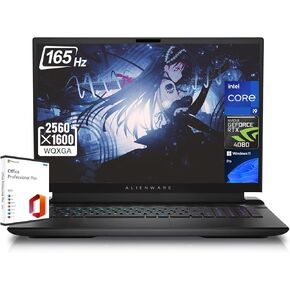 Alienware M18 R2 Gaming Laptop, 18" QHD+ 165Hz Display, Intel 24-Core i9-14900HX, GeForce RTX 4080, 64GB DDR5, 2TB SSD, Wi-Fi6, Backlit Keyboard, Windows 11 Pro, with Microsoft Office Lifetime License