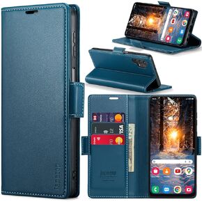 japezop Leather Phone Case for Samsung Galaxy A32 5G/M32 5G, RFID Blocking Wallet Case with Card Holder Kickstand, Coffee