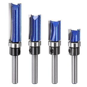 HARFINGTON Straight Router Bit Set(4pcs) Double Flute 1/2" Cutting Dia 1/4" Shank Tungsten Steel Tipped Woodworking Tool for Trimming Wood