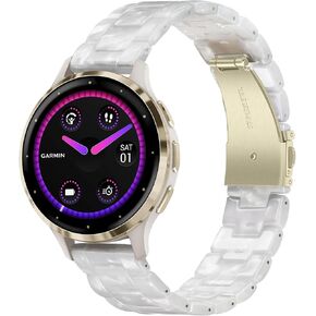 TRUMiRR Women Band for Vivoactive 4S 40mm / Venu 2S / Venu 3S Smart Watch, 18mm Premium Resin Watchband Stainless Steel Buckle Strap for Garmin Vivomove 3S / Forerunner 265S