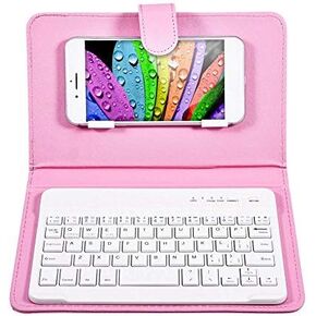 Portable Bluetooth Keyboard with Leather Case, Universal Keyboard with Detachable Flip Case and Stand, Cover with for 4.5''-6.8'' iOS,for Android/for Windows Smart Phones (Black)