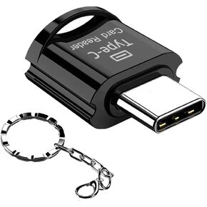 Type C Micro SD/TF Card Reader, USB C to Micro SD SDHC SDXC Memory Card Reader, Type C Card Reader Adapter, Compatible for iPhone 15, Windows Lixus, Samsung Galaxy, Mac, MacBook, with Keychain
