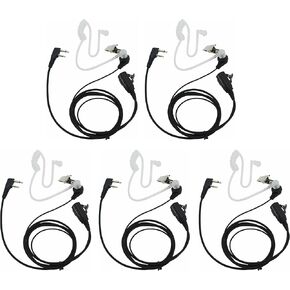 2 Pin PTT Mic Covert Acoustic Tube Earpiece Headset is Compatible with Icom Radio IC-F24S IC-F31 IC-F3 IC-F3S IC-F4 (Pack of 5)