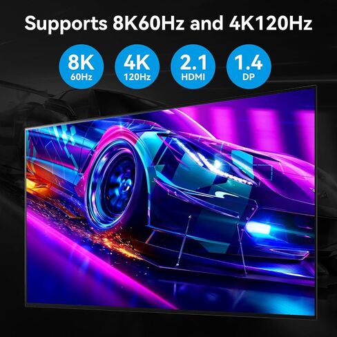 4K@120Hz HDMI and 2 Displayport KVM Switch 3 Monitors 2 Computers DP 1.4 8K Display Port for 2 PC or Laptops Share Triple Monitor and 4 USB 3.0 Peripherals Support Extended and Duplicate Mode in Saudi Arabia