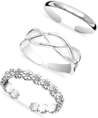 Charmsy 925 Sterling Silver Antique Oxidized Leaf Design Open Adjustable Band Toe Ring for Women in Kuwait
