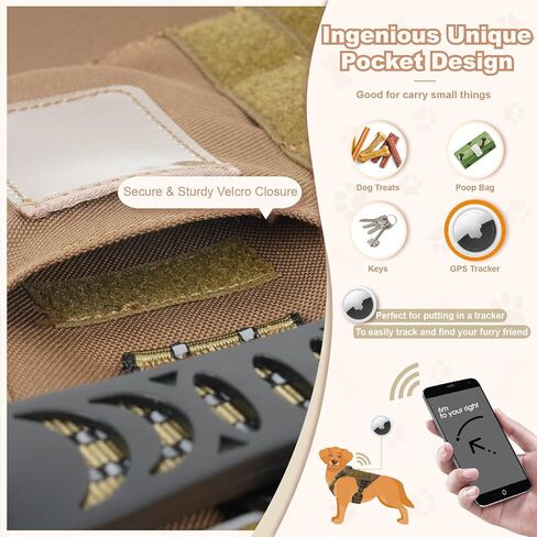 SANHSEHOME حزام الكلب التكتيكي متوسط ​​الحجم بدون سحب مع حامل AirTag، حزام خدمة قابل للتعديل للكلاب مع مقبض عاكس للضوء، حزام الحيوانات الأليفة العسكري مع 3 إبزيم للتدريب على المشي في الصحراء مموهة M in Kuwait