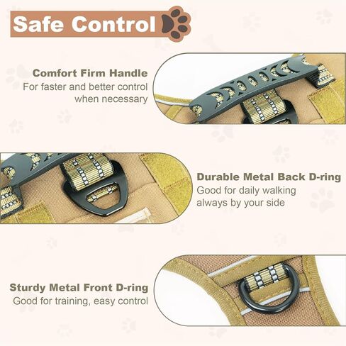 SANHSEHOME حزام الكلب التكتيكي متوسط ​​الحجم بدون سحب مع حامل AirTag، حزام خدمة قابل للتعديل للكلاب مع مقبض عاكس للضوء، حزام الحيوانات الأليفة العسكري مع 3 إبزيم للتدريب على المشي في الصحراء مموهة M in Kuwait
