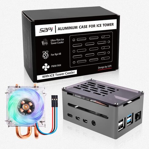 GeeekPi Aluminum Case with ICE Tower Cooler for Raspberry Pi 4, Pi 4 PWM Cooling Fan with Aluminum Heatsink for Raspberry Pi 4 Model B Only in Saudi Arabia