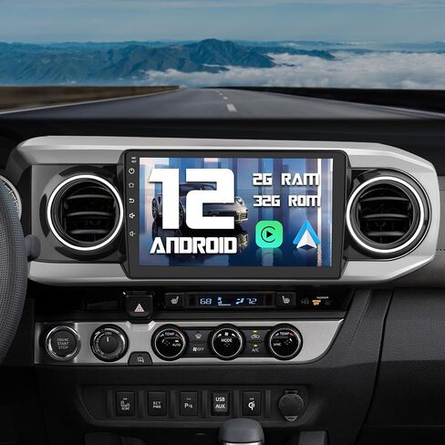 ستيريو راديو السيارة AWESAFE لسيارة Toyota Tacoma 2016 2017 2018 2019 2020 2021، وحدة رأس شاشة تعمل باللمس Android 12 سلكية تعمل بنظام Android Auto Bluetooth GPS Navigation in Saudi Arabia