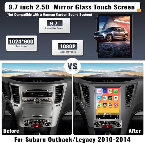 UNITOPSCI 2G+64G Android Car Stereo Radio for Subaru Outback Legacy 2010-2014 Wireless CarPlay Android Auto 9.7 Inch Vertical Touchscreen HiFi Bluetooth GPS FM/RDS WiFi SWC+ Backup Camera Mic in Saudi Arabia