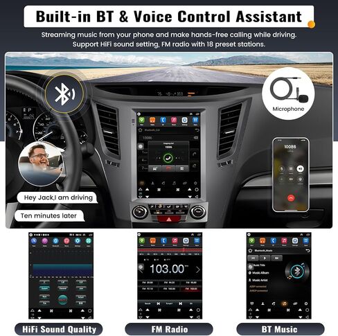 UNITOPSCI 2G+64G Android Car Stereo Radio for Subaru Outback Legacy 2010-2014 Wireless CarPlay Android Auto 9.7 Inch Vertical Touchscreen HiFi Bluetooth GPS FM/RDS WiFi SWC+ Backup Camera Mic in Saudi Arabia