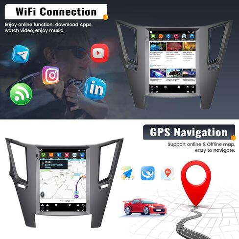 UNITOPSCI 2G+64G Android Car Stereo Radio for Subaru Outback Legacy 2010-2014 Wireless CarPlay Android Auto 9.7 Inch Vertical Touchscreen HiFi Bluetooth GPS FM/RDS WiFi SWC+ Backup Camera Mic in Saudi Arabia