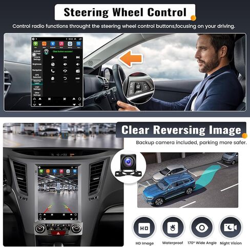 UNITOPSCI 2G+64G Android Car Stereo Radio for Subaru Outback Legacy 2010-2014 Wireless CarPlay Android Auto 9.7 Inch Vertical Touchscreen HiFi Bluetooth GPS FM/RDS WiFi SWC+ Backup Camera Mic in Saudi Arabia
