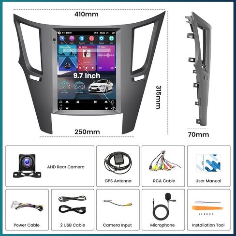 UNITOPSCI 2G+64G Android Car Stereo Radio for Subaru Outback Legacy 2010-2014 Wireless CarPlay Android Auto 9.7 Inch Vertical Touchscreen HiFi Bluetooth GPS FM/RDS WiFi SWC+ Backup Camera Mic in Saudi Arabia