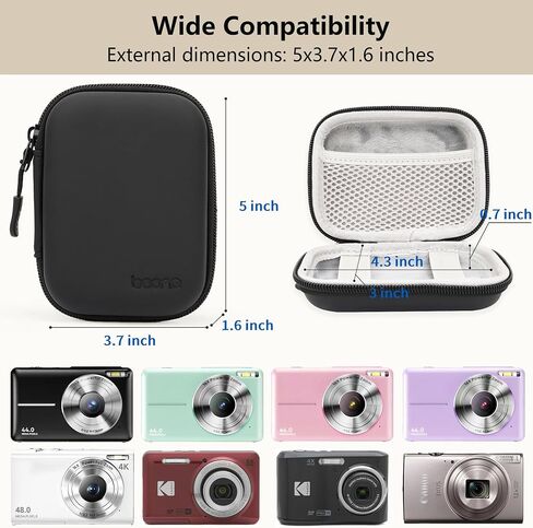 Digital Camera Case for CAMKORY, KODAK PIXPRO FZ45/FZ55, Canon IXUS 285 HS, Lecran, Small Travel Compact Camera Pouch with Mesh Pocket for Accessories SD Card (Green) in Saudi Arabia