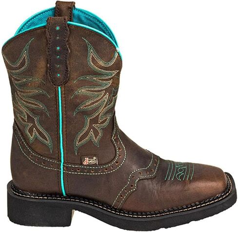 حذاء Justin النسائي Mandra Chocolate Western Boot بمقدمة مربعة واسعة بلون الشوكولاتة - 7.5 M US in Kuwait