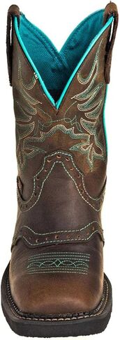 حذاء Justin النسائي Mandra Chocolate Western Boot بمقدمة مربعة واسعة بلون الشوكولاتة - 7.5 M US in Kuwait