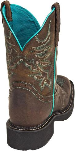 حذاء Justin النسائي Mandra Chocolate Western Boot بمقدمة مربعة واسعة بلون الشوكولاتة - 7.5 M US in Kuwait