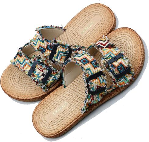 Womens Flat Slide Sandals with 2 Strap Adjustable Buckle Slip on Slides Shoes Non Slip Rubber Sole in Saudi Arabia