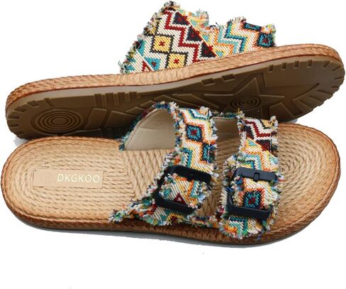 Womens Flat Slide Sandals with 2 Strap Adjustable Buckle Slip on Slides Shoes Non Slip Rubber Sole in Saudi Arabia