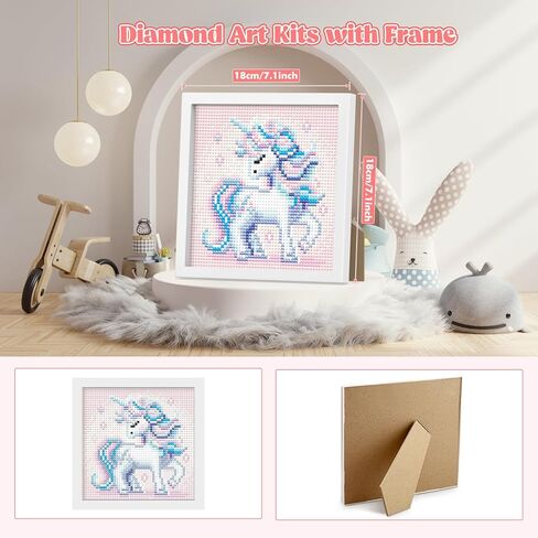 Genius maker Diamond Art Kits for Kids with Frame, Cat Diamond Art Kits Painting for Kids, Diamond Gem Art Gifts for Girls Boys Ages 4-8-12, Painting Arts and Crafts for Home Room Decor(7x7inch) in Kuwait
