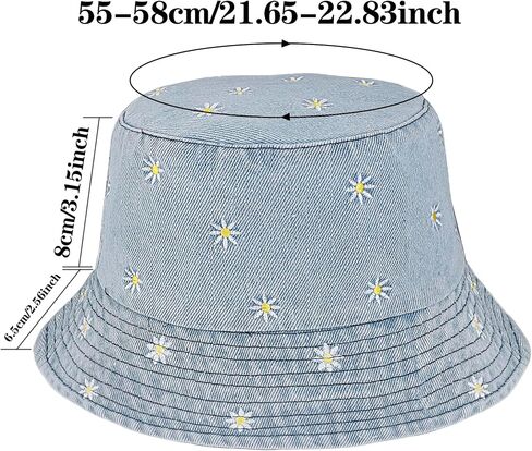 Jean Bucket Hat for Women Men Wide Brim Cotton Sun Hat Beach Vacation Travel Accessories in Saudi Arabia