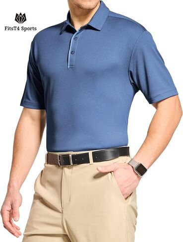 FitsT4 الرياضة رجالي جولف قمصان بولو قصيرة الأكمام الرطوبة فتل أنيق بياقة أكتيفيوير أداء قمصان بولو غير رسمية in Kuwait