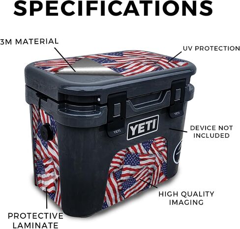 Carbon Fiber Skin Compatible with Yeti Roadie 15 Hard Cooler - Patriot - Premium 3M Vinyl Protective Wrap Decal Cover - Easy to Apply | Crafted in The USA by MightySkins in Saudi Arabia