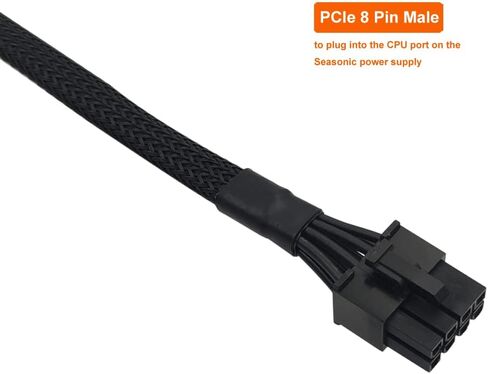 كابل وحدة المعالجة المركزية لوحدات PSU الموسمية، PCIe 8 Pin Male إلى CPU 8 Pin (4+4 قابل للفصل) محول طاقة اللوحة الأم EPS-12V ذكر بأكمام 25 بوصة (63 سم) in Kuwait