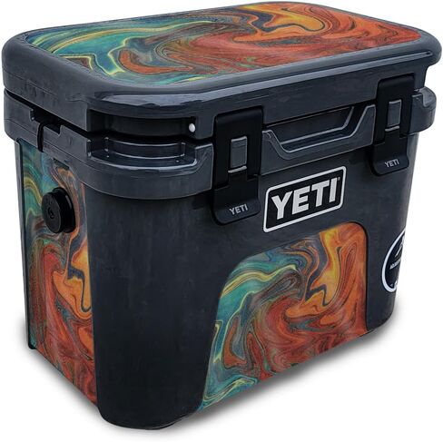 Carbon Fiber Skin Compatible with Yeti Roadie 15 Hard Cooler - Patriot - Premium 3M Vinyl Protective Wrap Decal Cover - Easy to Apply | Crafted in The USA by MightySkins in Saudi Arabia