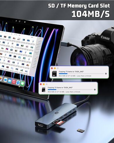 محور USB C، قاعدة توصيل USB 7 في 1، HDMI 4K، توصيل طاقة 100 وات، منافذ USB 3.0، منافذ USB 2.0 مزدوجة، قارئ بطاقات SD/TF، ​​مثالي لأجهزة iMac وSurface وXPS وGalaxy والمزيد in Saudi Arabia