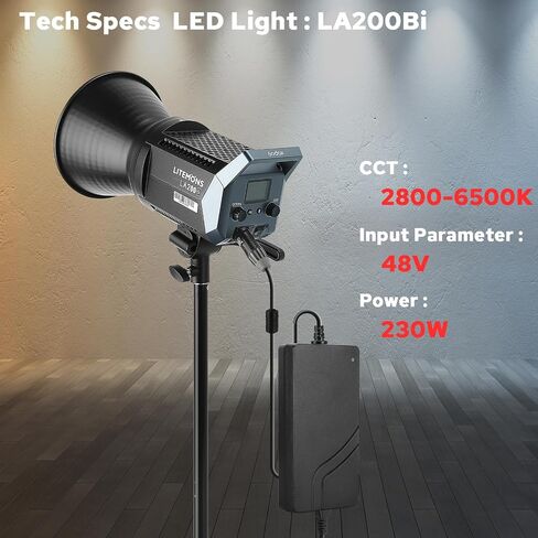 Godox LA200BI 210W Bi-Color Daylight Light, Studio Light with Bowens Mount, 2800K-6500K, High CRI/TLCI: 96+/97+, 0%-100% Adjustable Light, 11 Light Effect, App Control, Led Video Light in Saudi Arabia