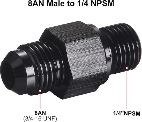 Podavelle 6AN ذكر مضيئة إلى 1/4 NPSM محول تبريد ناقل الحركة المناسب من الألومنيوم الأسود يناسب TH350 TH400 4L60E 700R4 200-4R TR6060 AOD 4R100 4R70W C5، حزمة من 2 in Kuwait