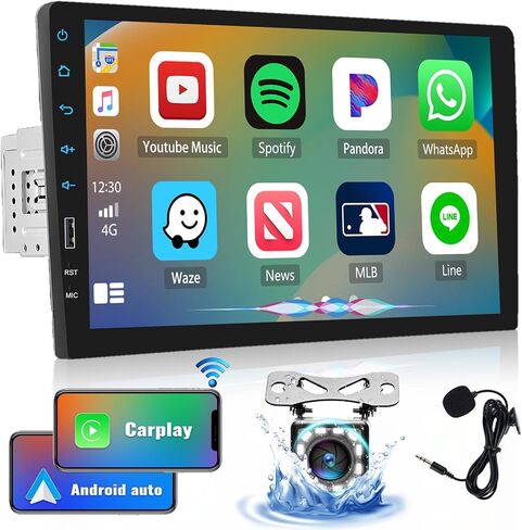 راديو سيارة أحادي الدين مقاس 9 بوصات مع Apple CarPlay وAndroid Auto اللاسلكي، وستيريو سيارة بشاشة تعمل باللمس مع كاميرا احتياطية، وأجهزة استقبال صوت بلوتوث، ووصلة مرآة، ووحدة رئيسية، وFM، وميكروفون، ومشغل وسائط متعددة in Saudi Arabia