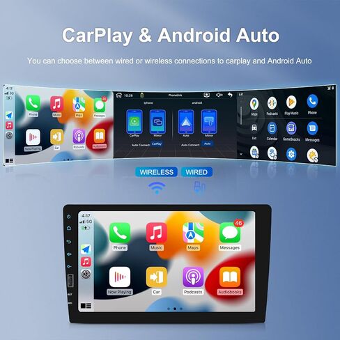 راديو سيارة أحادي الدين مقاس 9 بوصات مع Apple CarPlay وAndroid Auto اللاسلكي، وستيريو سيارة بشاشة تعمل باللمس مع كاميرا احتياطية، وأجهزة استقبال صوت بلوتوث، ووصلة مرآة، ووحدة رئيسية، وFM، وميكروفون، ومشغل وسائط متعددة in Saudi Arabia